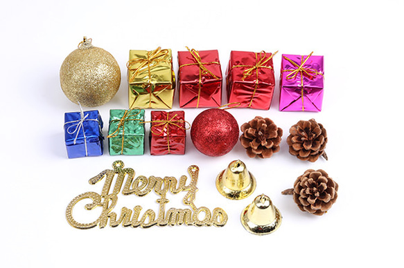 Q867  3袋  クリスマス装飾 クリスマスツリー飾りプレゼントBOX ベルくり ボール  3X（1袋）※ネコポス不可 3枚目の画像