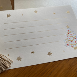 再入荷！イタリア製　品のある、大人のクリスマスカード！『エンボス加工　きらきら箔押し　ツリー柄』～タッセル付き～ 2枚目の画像