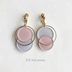 Asymmetry color pallet pierce/earring(Pink×Light Gray) 1枚目の画像