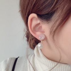 Mini circle color pearl pierce/earring(Pink) 2枚目の画像