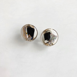 Circle shell art pierce/earring(Black) 2枚目の画像