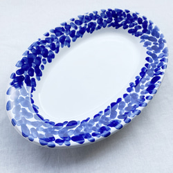 オーバル皿 26cm  マヨリカ焼き イタリア陶器　青いお皿　海　OVL023 3枚目の画像