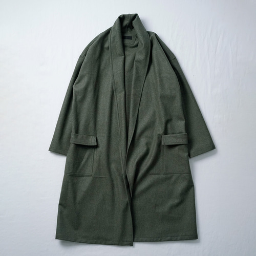 極美品★リラクス★ウール100％★メルトンロングコート★オリーブ improves（インプローブス） チェスターコート メンズ ダブル メルトン