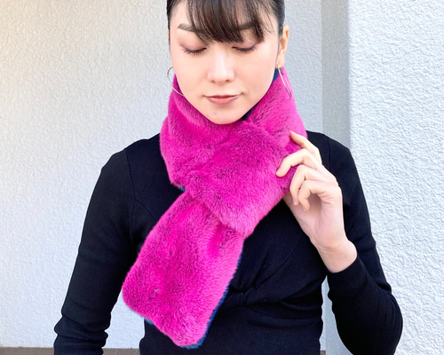ピンクファー差し込み形マフラー マフラー Sachi4029 通販