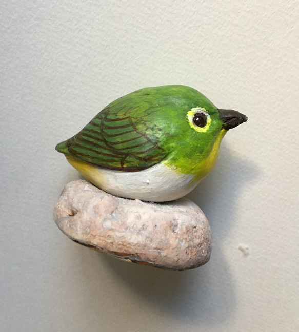 ガラス「メジロ(1)」/オブジェ 置物 鳥