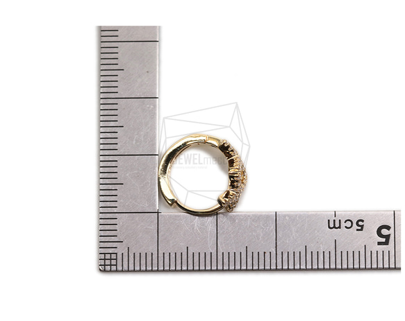 ERG-2239-G【2 件】圓形 CZ 一觸式耳環，圓形一觸式耳釘 第5張的照片