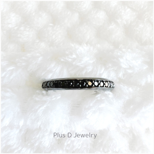 FD-043 SV925 ブラックダイヤモンド フルエタニティ リング 指輪