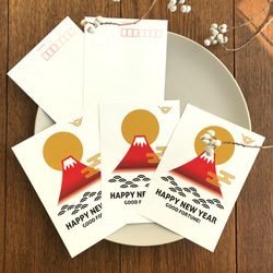 赤富士　富士山 年賀状5枚セット 2024年　ポストカードタイプ 4枚目の画像