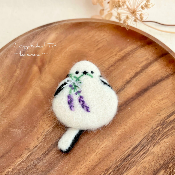 シマエナガちゃん(手描き) レジンヘアゴム ブローチ ポニーフック