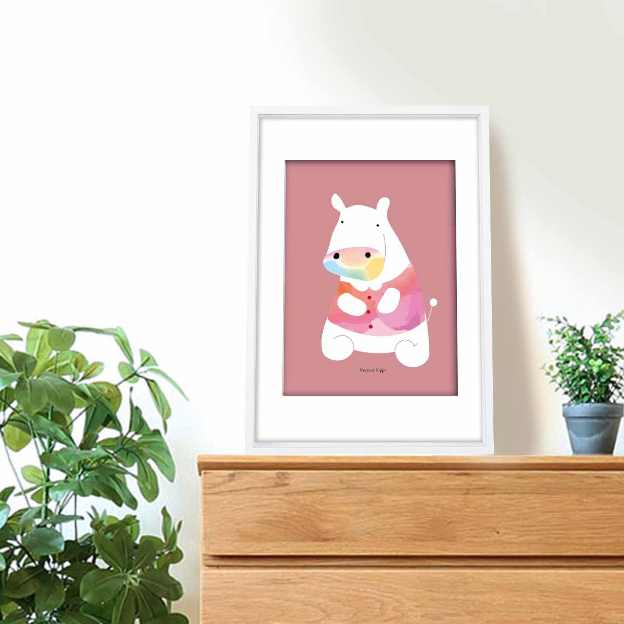 おしゃれなカバ　動物　送料無料　イラスト　アート  アートポスター　ポスター 　全作品定評品質　912