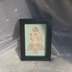 インド刺繍リボンのクリスマスツリーWhite 2枚目の画像