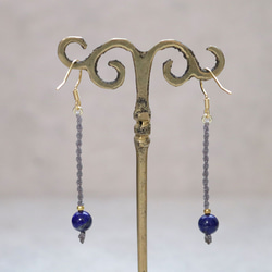 天然石一粒ーシンプルマクラメピアス【ラピスラズリ】macp076軽やかに揺れるアレルギーフリーのアクセサリー 4枚目の画像