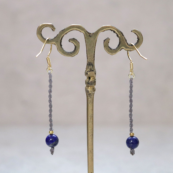 天然石一粒ーシンプルマクラメピアス【ラピスラズリ】macp076軽やかに揺れるアレルギーフリーのアクセサリー 4枚目の画像