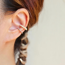 【14kgf】*2点セット* ラインストーン + パール earcuff -Small- 3枚目の画像