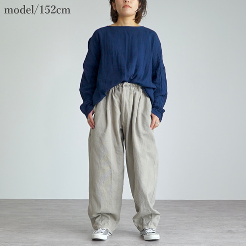 刺し子織ボンタンパンツ/カーキ/三河木綿 ロングパンツ UZUiRO 刺し子織ボンタンパンツ/カーキ/三河木綿 ロングパンツ UZUiRO