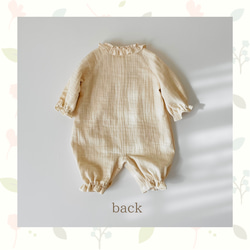 ⭐︎オーダー製作⭐︎ふんわりツーウェイオール【刺繍a】新生児50〜70サイズ　トリプル　ガーゼ生地　長袖　半袖 3枚目の画像
