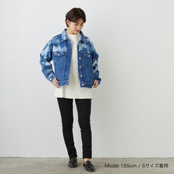 《20%OFF》ゆったり着れるショート丈デニムジャケット　XS,S,Mサイズ　ぼかし柄ブルー　しっかり質感　国産デニム 13枚目の画像