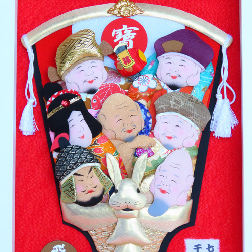 七福神宝船 干支『卯』仕立ての押絵羽子板 縁起物額 その他置物