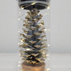 Ks M004 松ぼっくり ミニロングボトル イルミネーション クリスマスツリー シルバー／ゴールド/クリアガラスタイプ 2枚目の画像