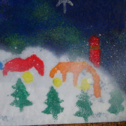 クリスマス！サンタがやって来た‼　アクリル画＆コルクボード。送料無料。 5枚目の画像
