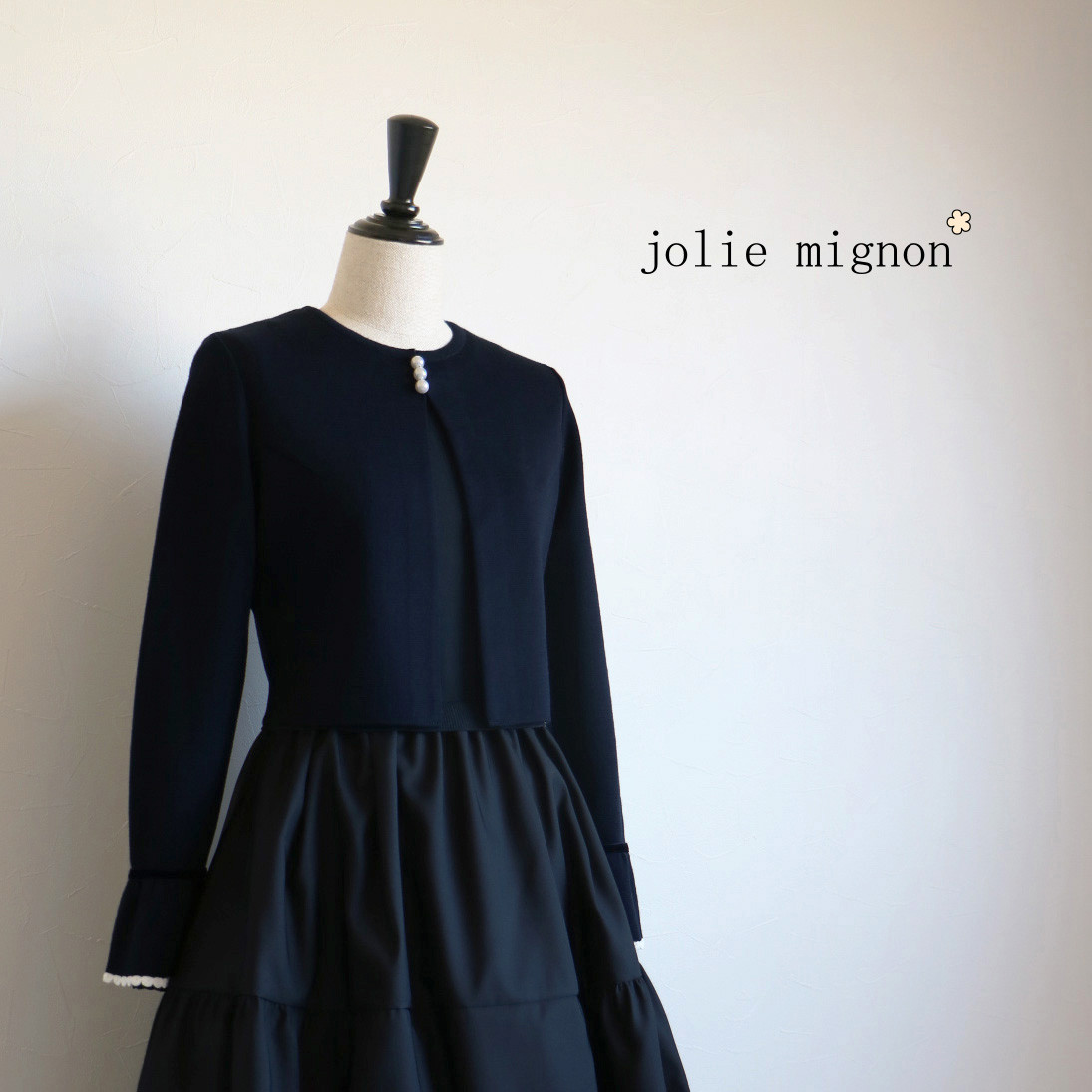 【お呼ばれやセレモニーに◎】エアーウール ベルスリーブボレロ【ネイビー】