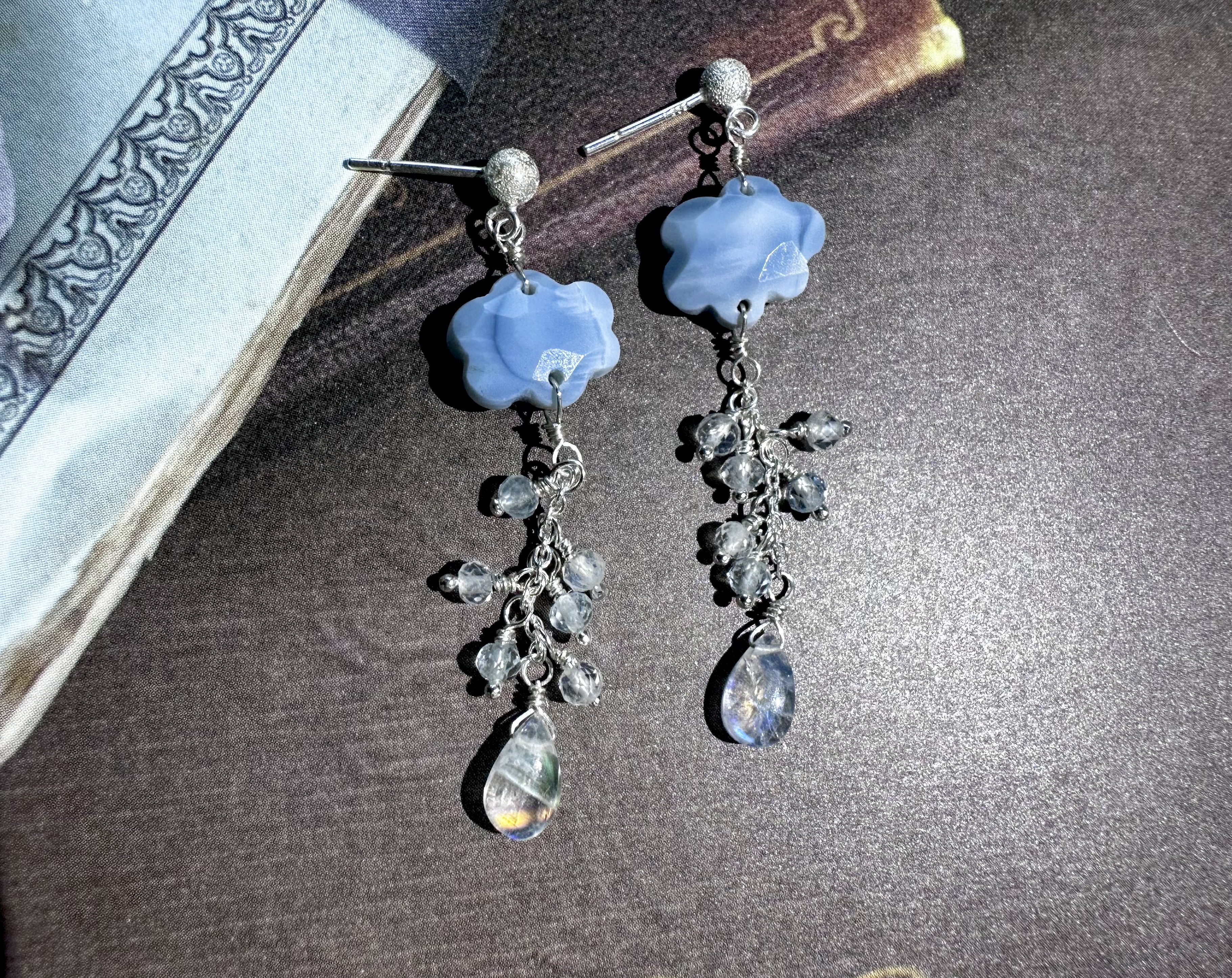 SV925  ブルーオパール  アクアマリン  ムーンストーン  ピアス