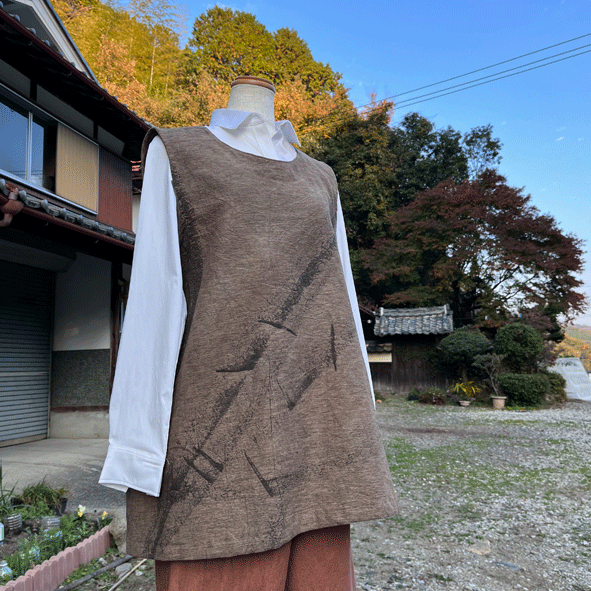 柿渋染めベスト22106 ベスト 布一途 通販 14954560｜Creema