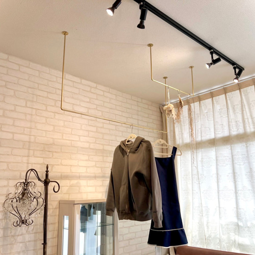 ゴールド アイアンバー ランドリーバー ハンギングバー 60cm・120cm