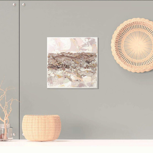 心象風景 アクリル画 キャンバス 18×18㎝ texture-art ｢夕暮れ