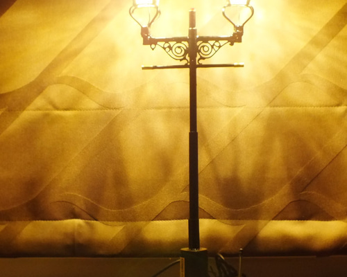 セピア色したガス燈（銀朱）ver.7 ステンドグラスとLEDの手作り 974-50