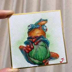 水彩画原画 カエル 絵画 2900deJ 通販 14938658｜Creema(クリーマ)