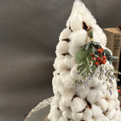 コットンツリー  winter クリスマスツリー Xmasリース インテリア cotton flower記念日 3枚目の画像