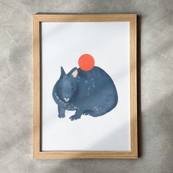 【期間限定】アマミノクロウサギのシンプル干支ポスター/簡易額装付　鏡餅 1枚目の画像