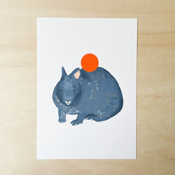 【期間限定】アマミノクロウサギのシンプル干支ポスター/簡易額装付　鏡餅 3枚目の画像