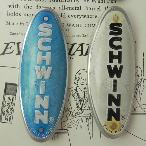 4枚セット♪SCHWINN、自転車メタルタグ、ヴィンテージUSA 送料無料  