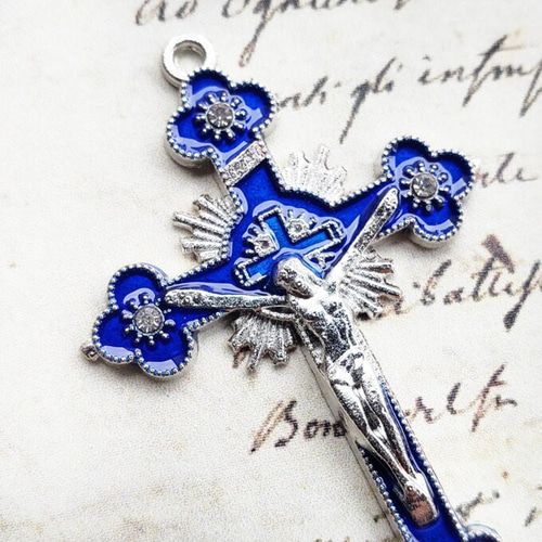 大人気‼︎】十字架 ラバー クロス ネックレス ユニセックス ブルー  