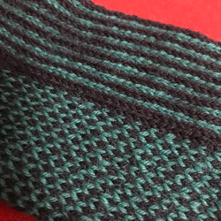 靴下向きの丈夫な毛糸で編んだ北欧風模様のショートソックス グリーン系 5枚目の画像