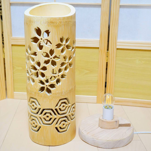 竹灯り・竹あかり・竹灯籠・竹灯篭・竹ランプ 両面彫り～～ 癒しの灯り