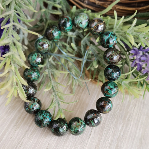 大地のエネルギー*森の様なグリーン」クリソコラ ブレスレット