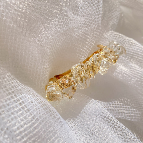 うるうる宝石 】バレッタ / ゴールド / 透明 クリア 天然石 レジン