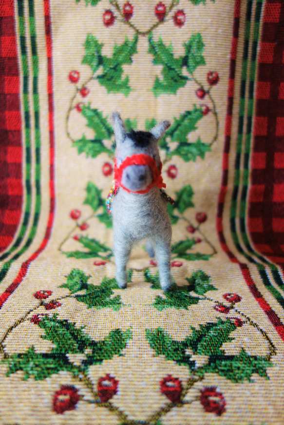 おもちゃのロバさん・オーナメント　羊毛フェルト　クリスマス　1年じゅう飾れる２WAY 4枚目の画像