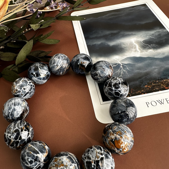 リビアングラス入り❤︎7-7.4mmデニムカラーピーターサイトブレスレット リビアングラス入り❤︎7-7.4mmデニムカラーピーターサイト