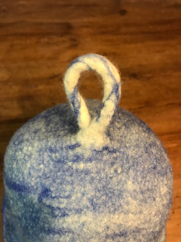 羊毛フェルトリバーシブルサウナハット(青×マーブル) 4枚目の画像