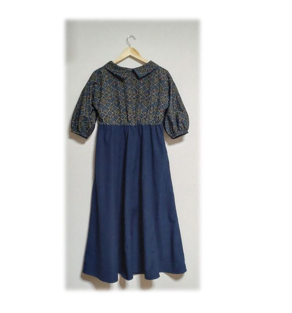 277 Oshima Murayama and plain pongee retro roll color dress(鑽石紋x 第4張的照片