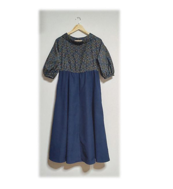 277 Oshima Murayama and plain pongee retro roll color dress(鑽石紋x 第3張的照片
