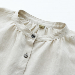 亞麻立領褶皺襯衫（灰白色）TP28。 第11張的照片