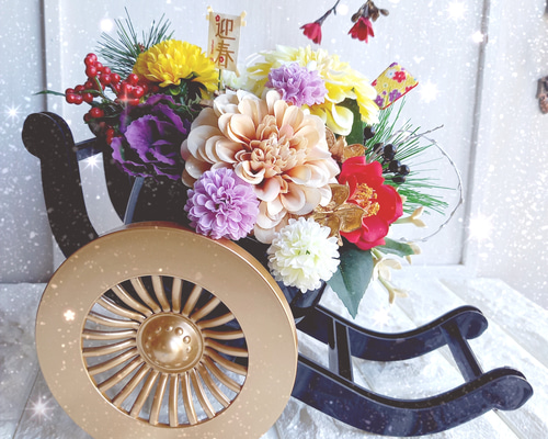 ★お値下げしました！★❤海外のお友達に！❤ ✨大きめお正月御所車アレンジ✨ 0ecb6df1a3f7d56339231d1c6637bf