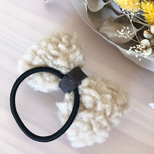 ボア】ふわふわヘアゴム☆リボン その他ファッション雑貨 kimimin-made