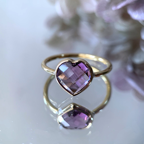 アメシスト　ハート　リング　アメジスト　指輪 アメジスト ハートベゼルセッティングリング | Sally's Jewelry