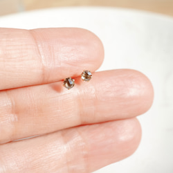 Salt & Pepper 薄茶色*ダイヤモンドのピアス 18k gold 3枚目の画像